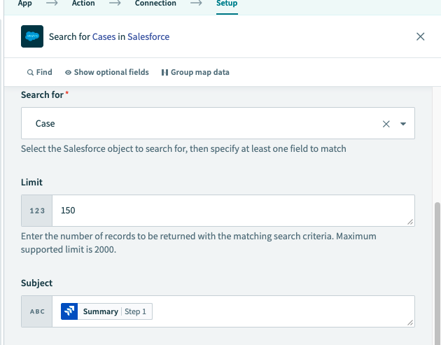 Action fields