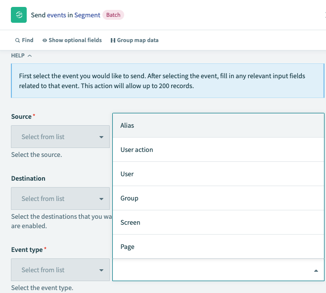 Configuring action