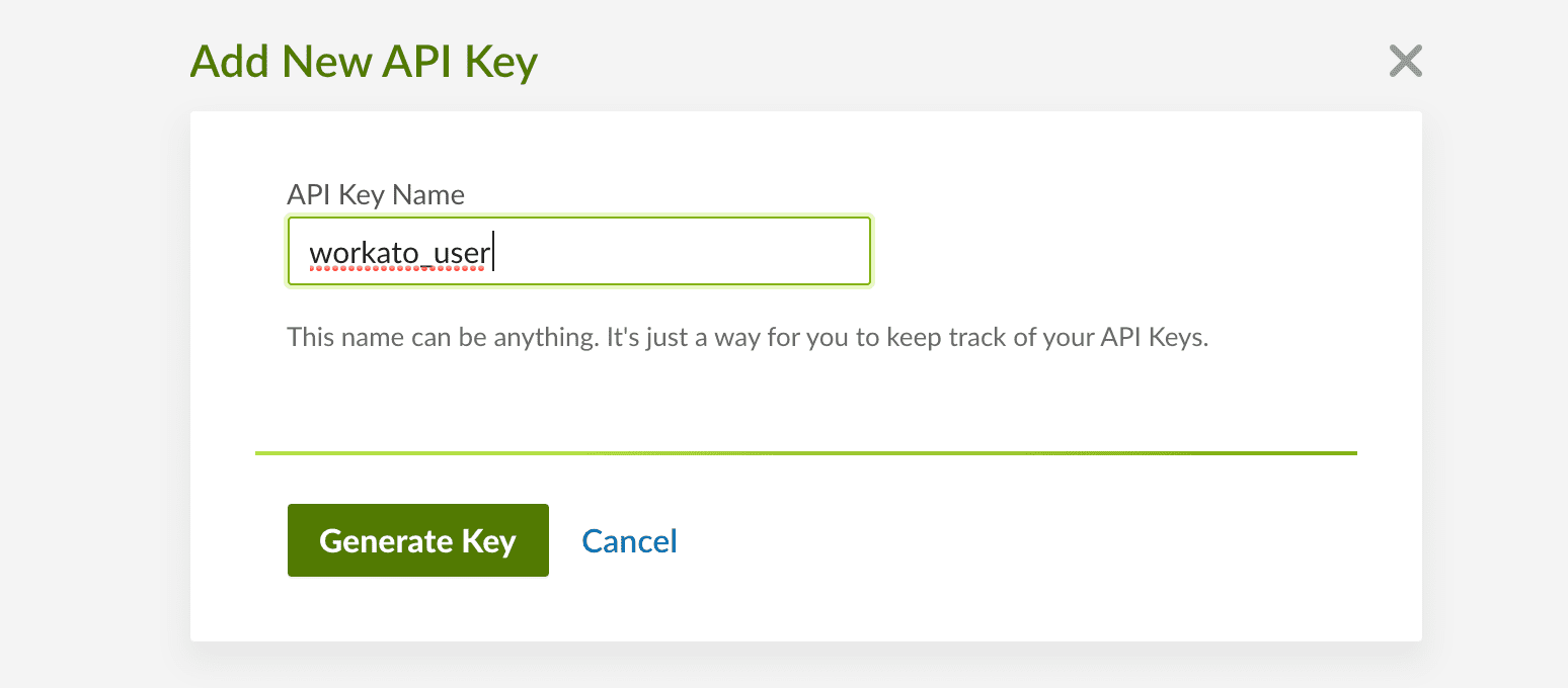 Add new API key