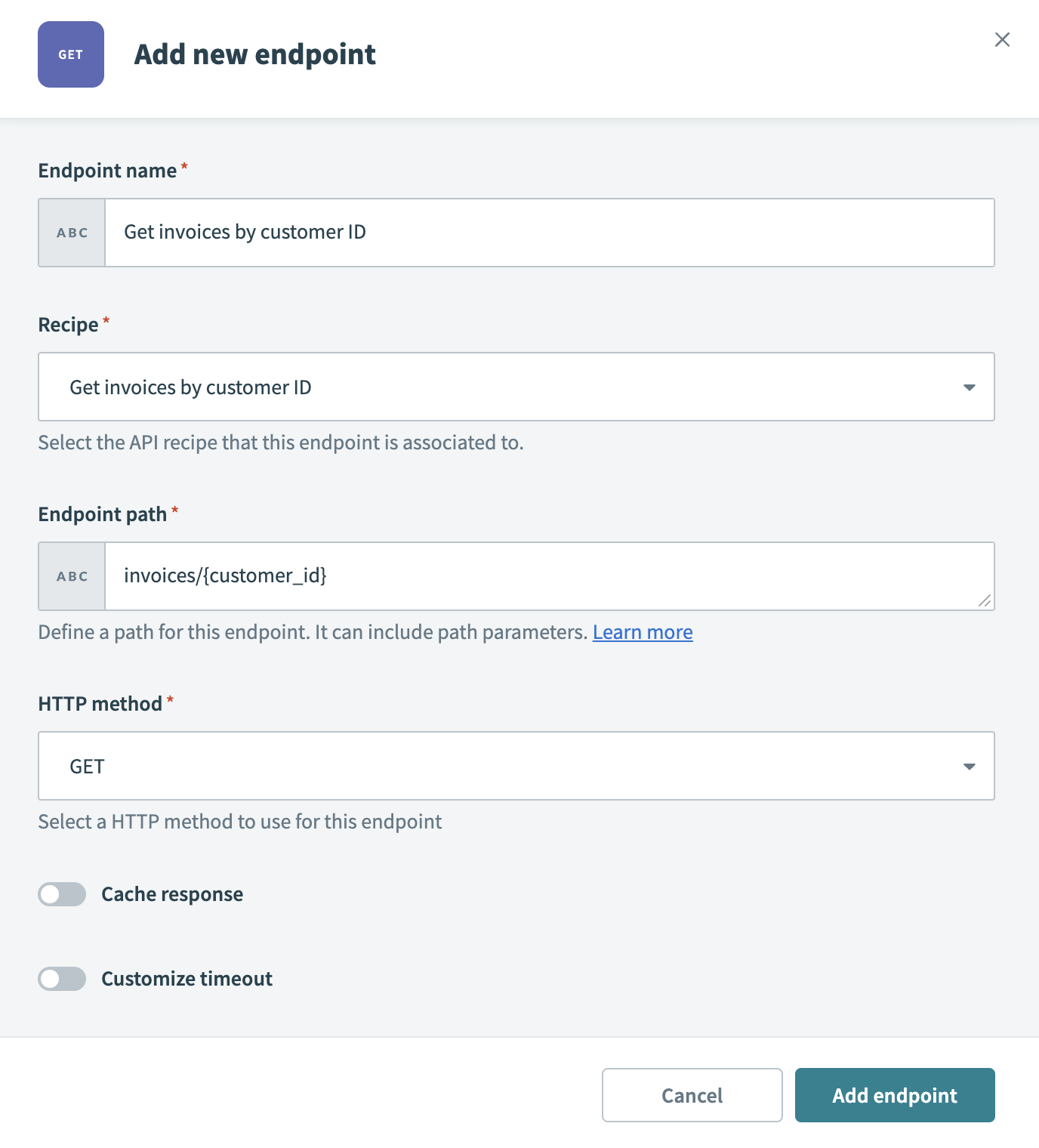 Add a recipe-based endpoint