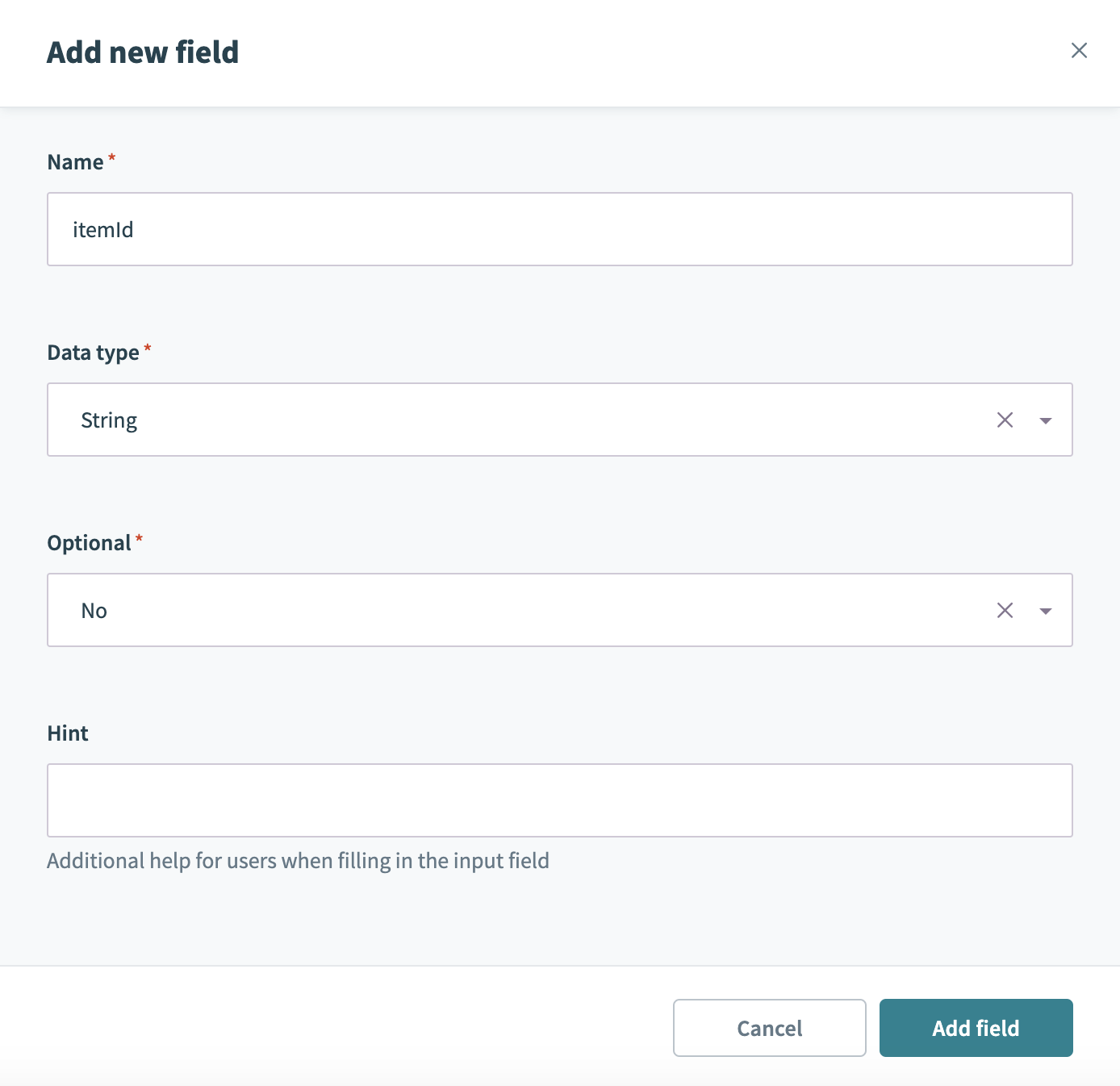 Add output field manually