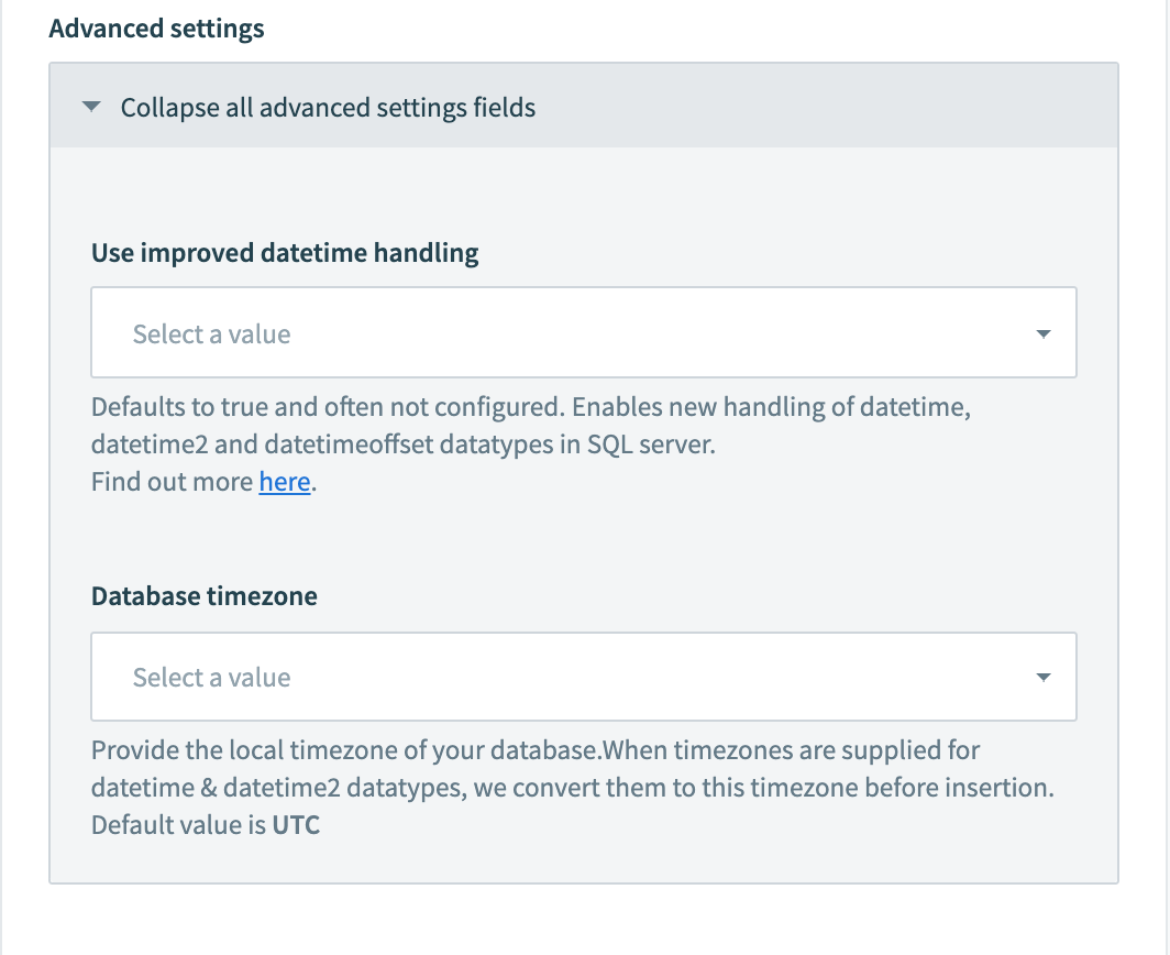 Advanced connection setting