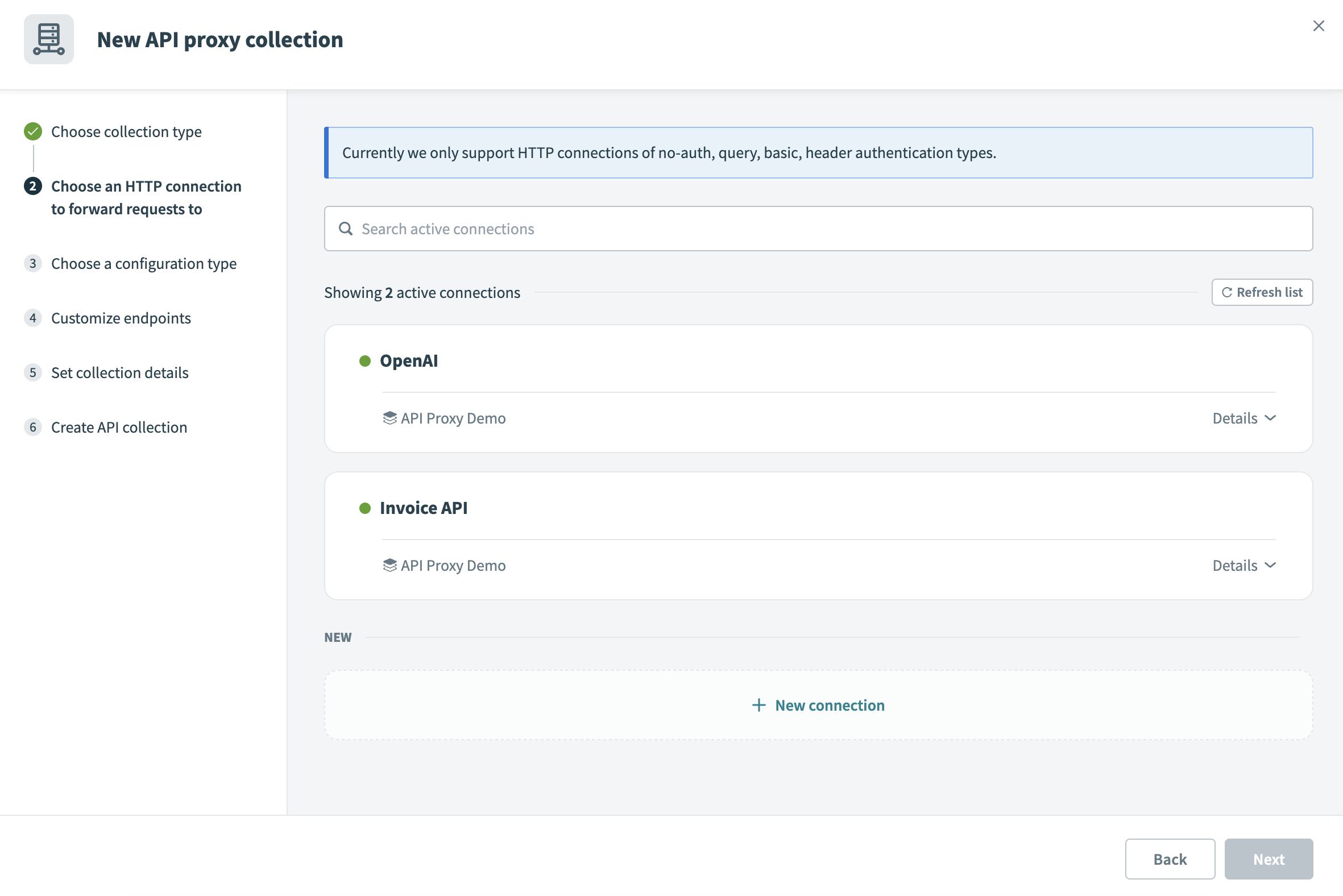 Choose HTTP connection to forward requests to