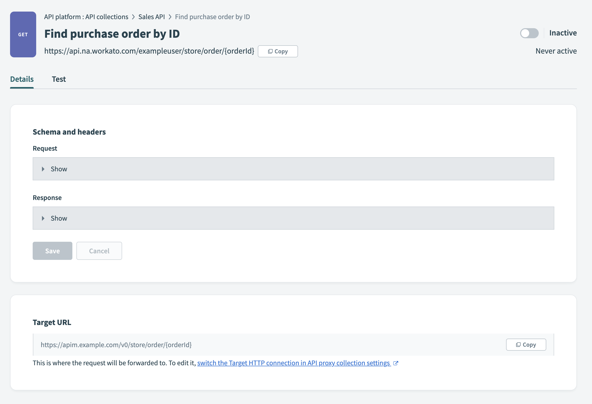 Viewing a proxy-based endpoint's Details tab