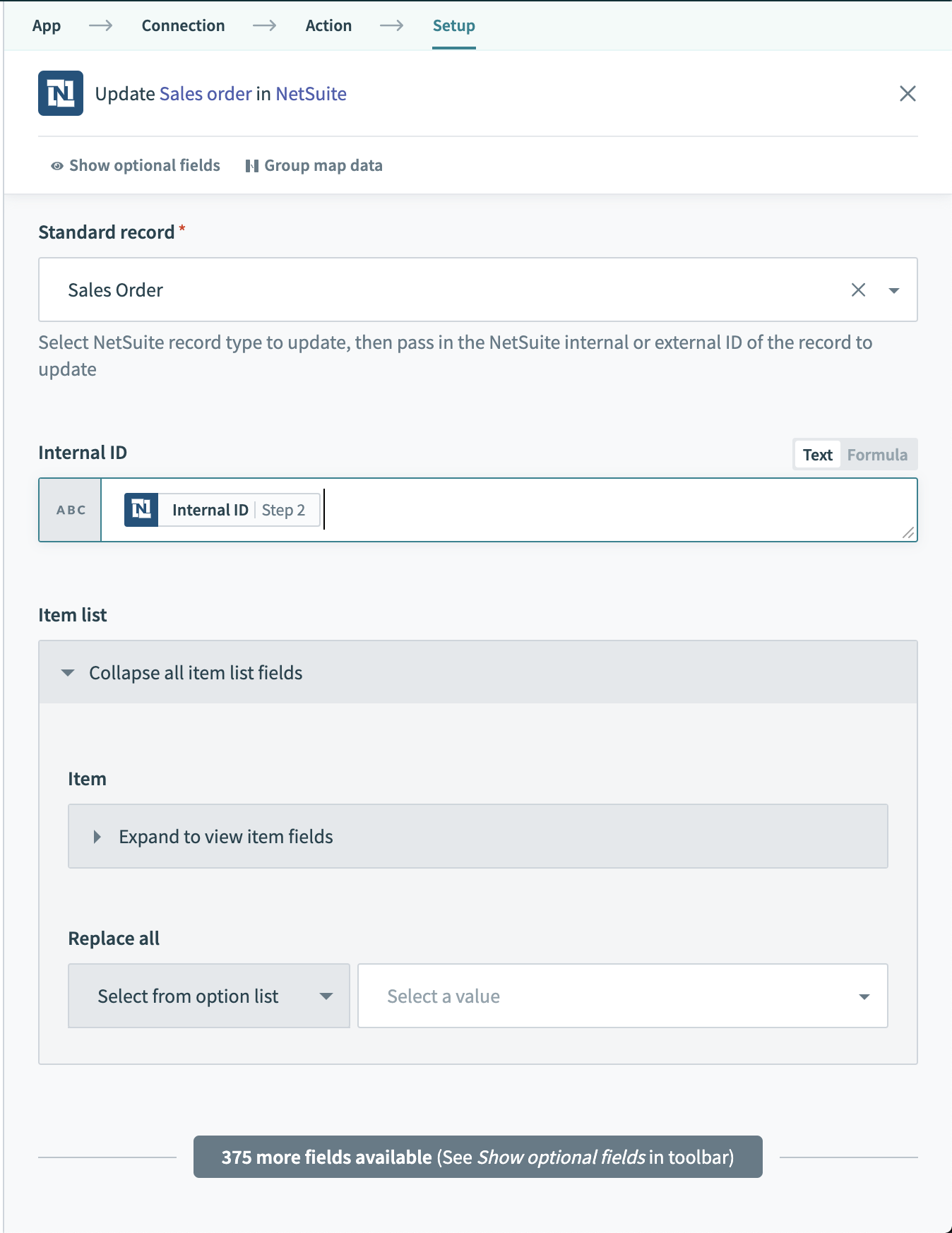 Specify NetSuite record to update via internal ID