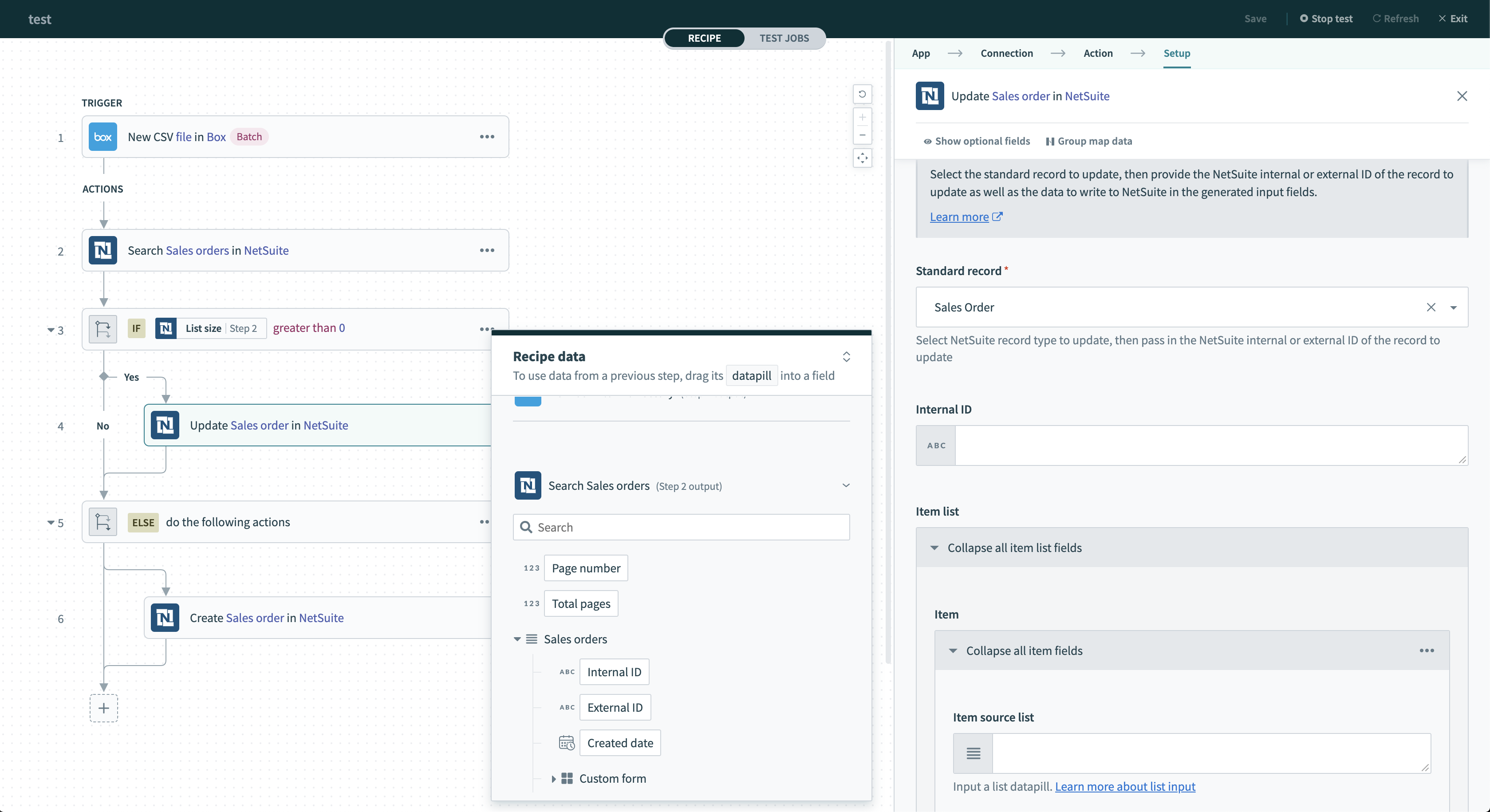 Specify NetSuite record to update via internal ID