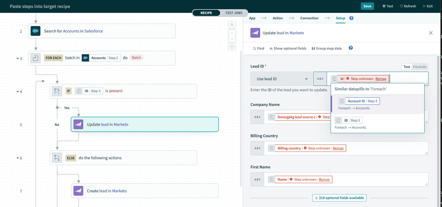 Remap the first invalid datapill