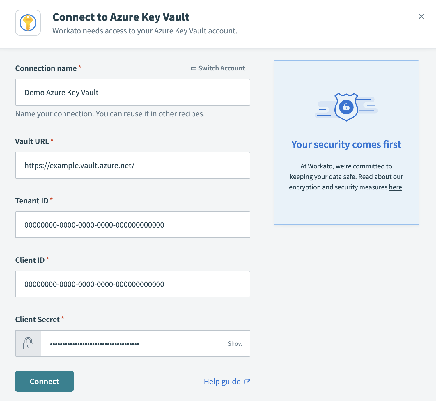 Configure Azure Key Vault connection