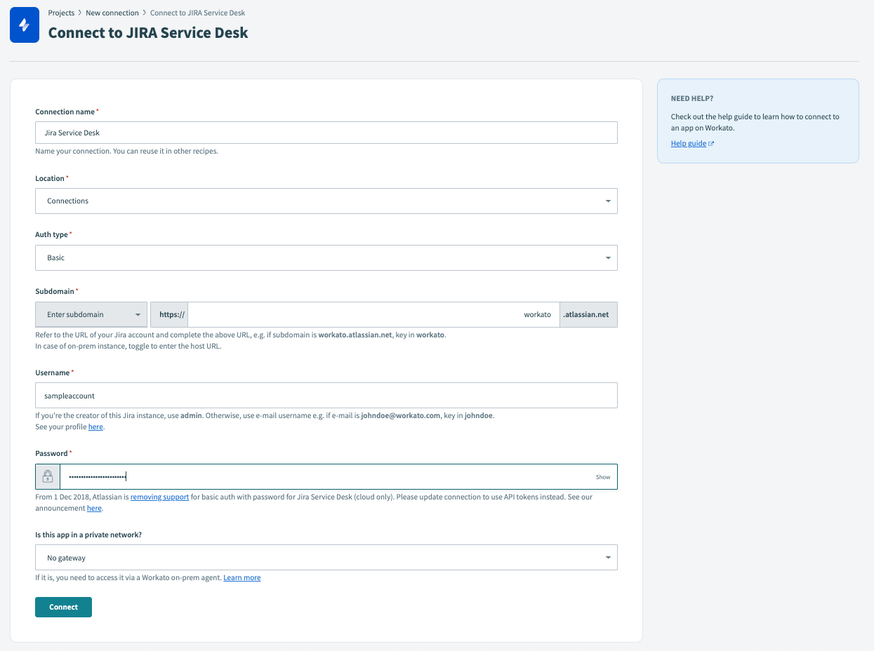 Basic password auth