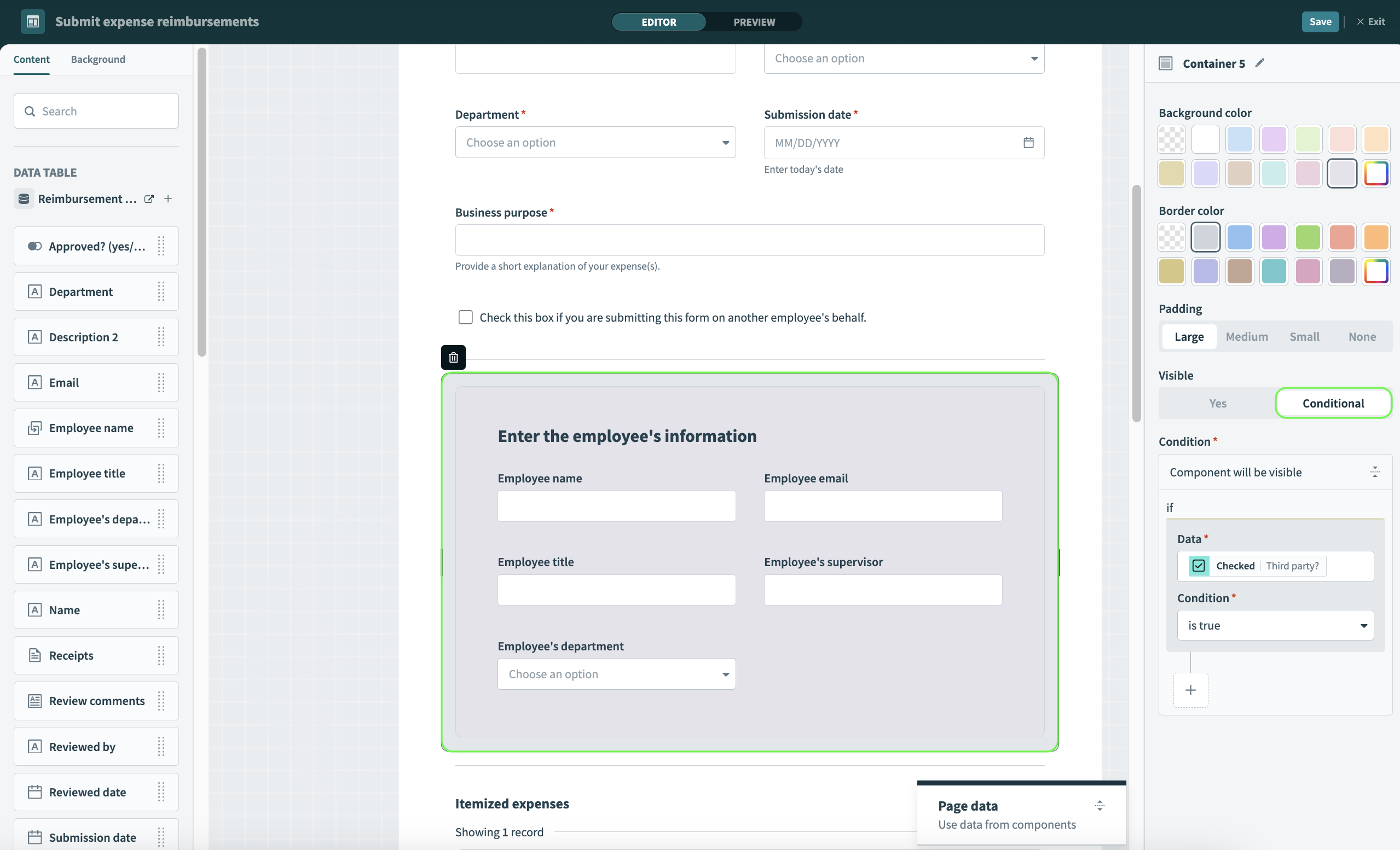 Set visibility to conditional