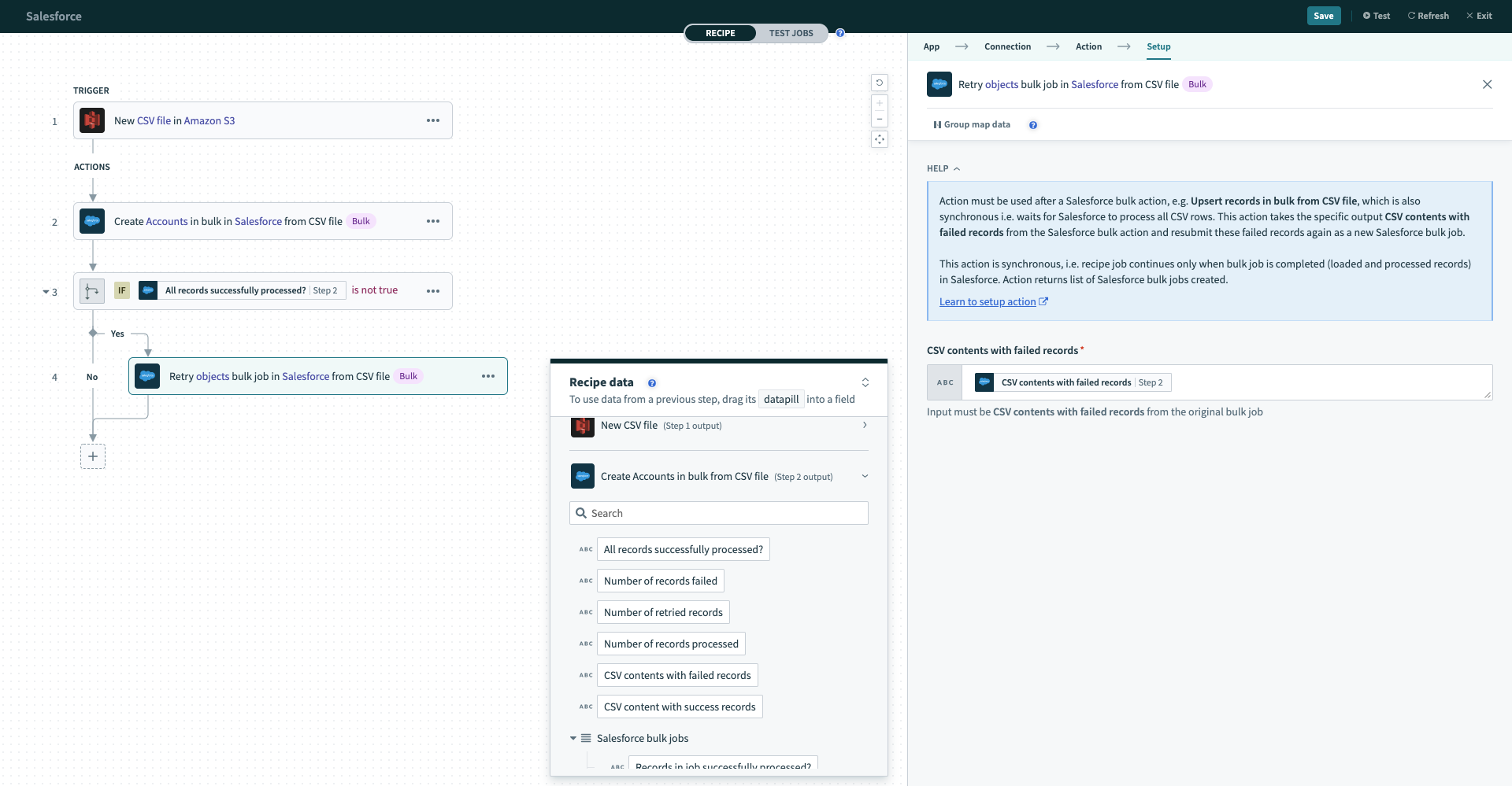 Configured retry bulk operation action