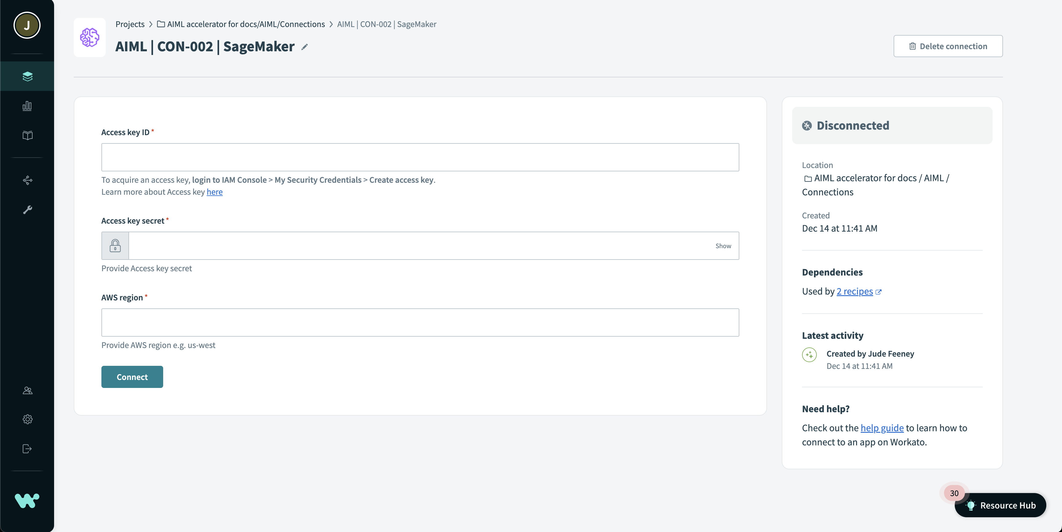 Configure the Sagemaker connection