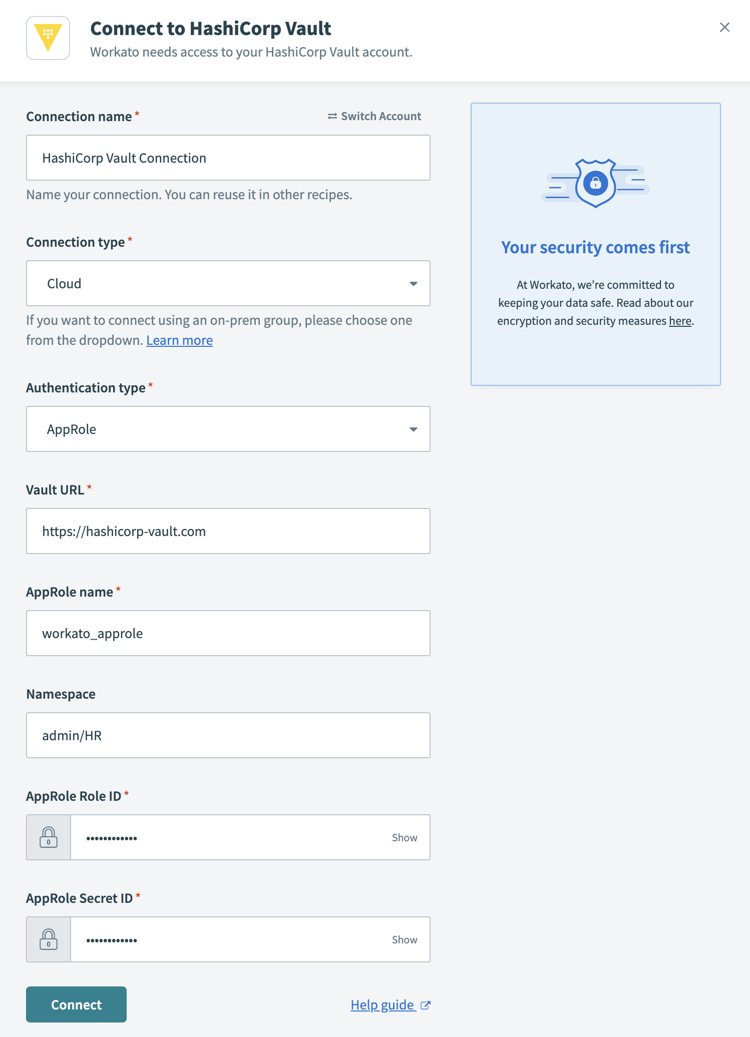 Configure connection