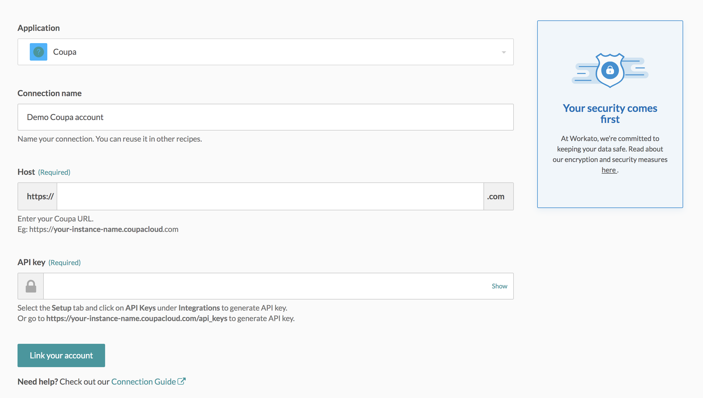 Configure Coupa connection view