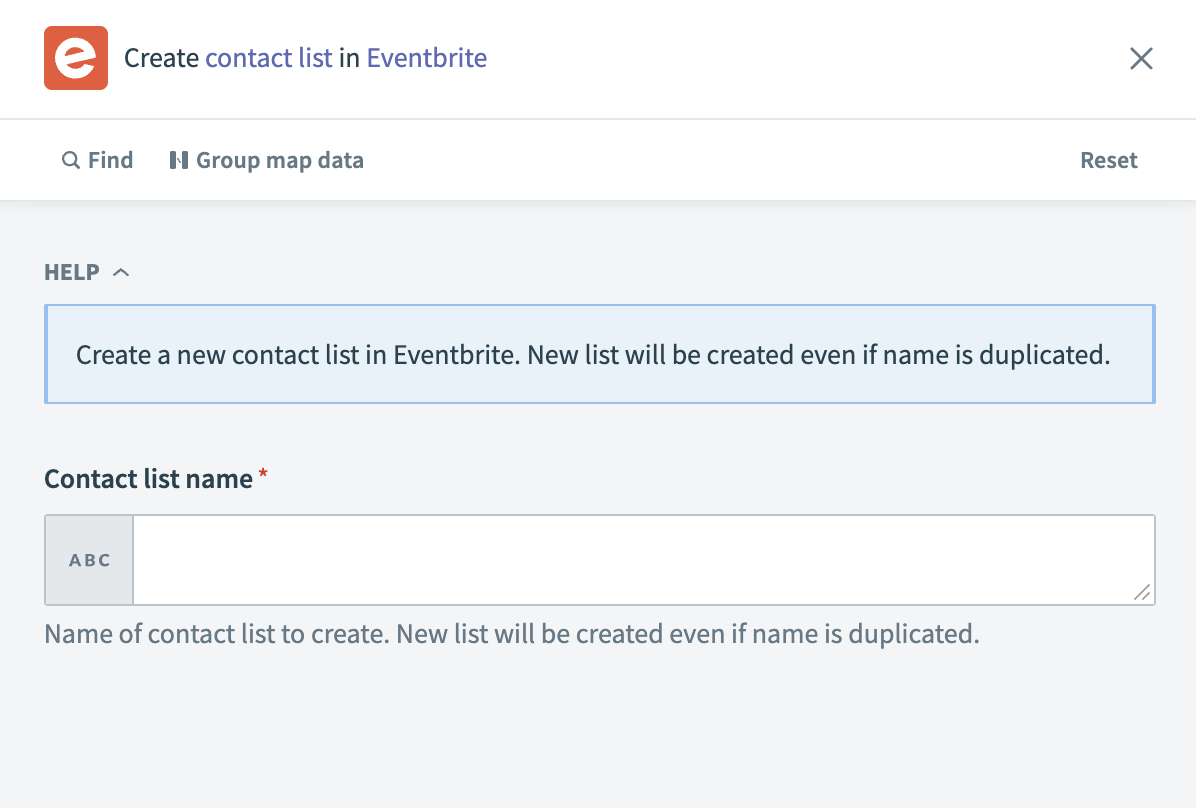 Create contact list action