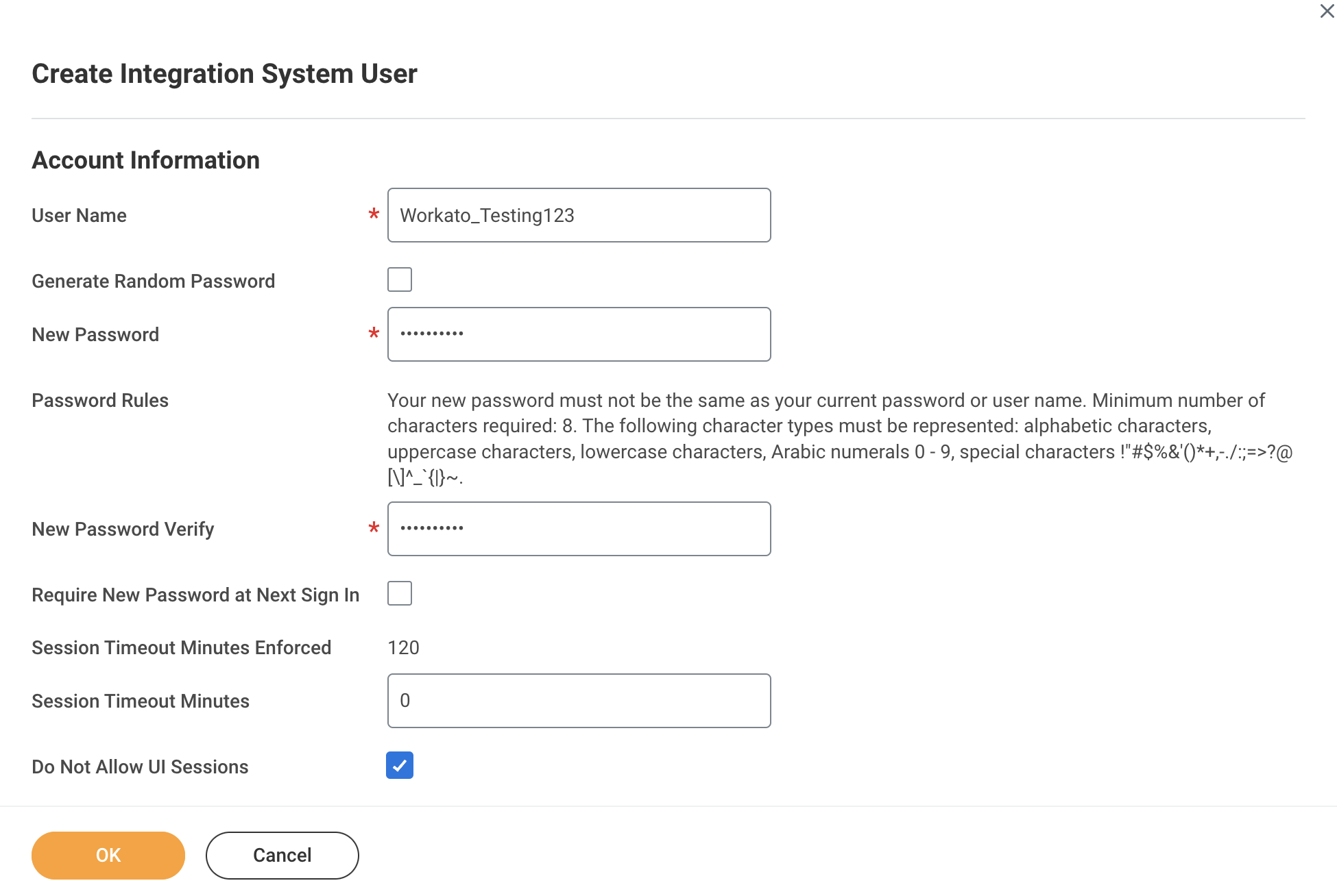 Create integration system user