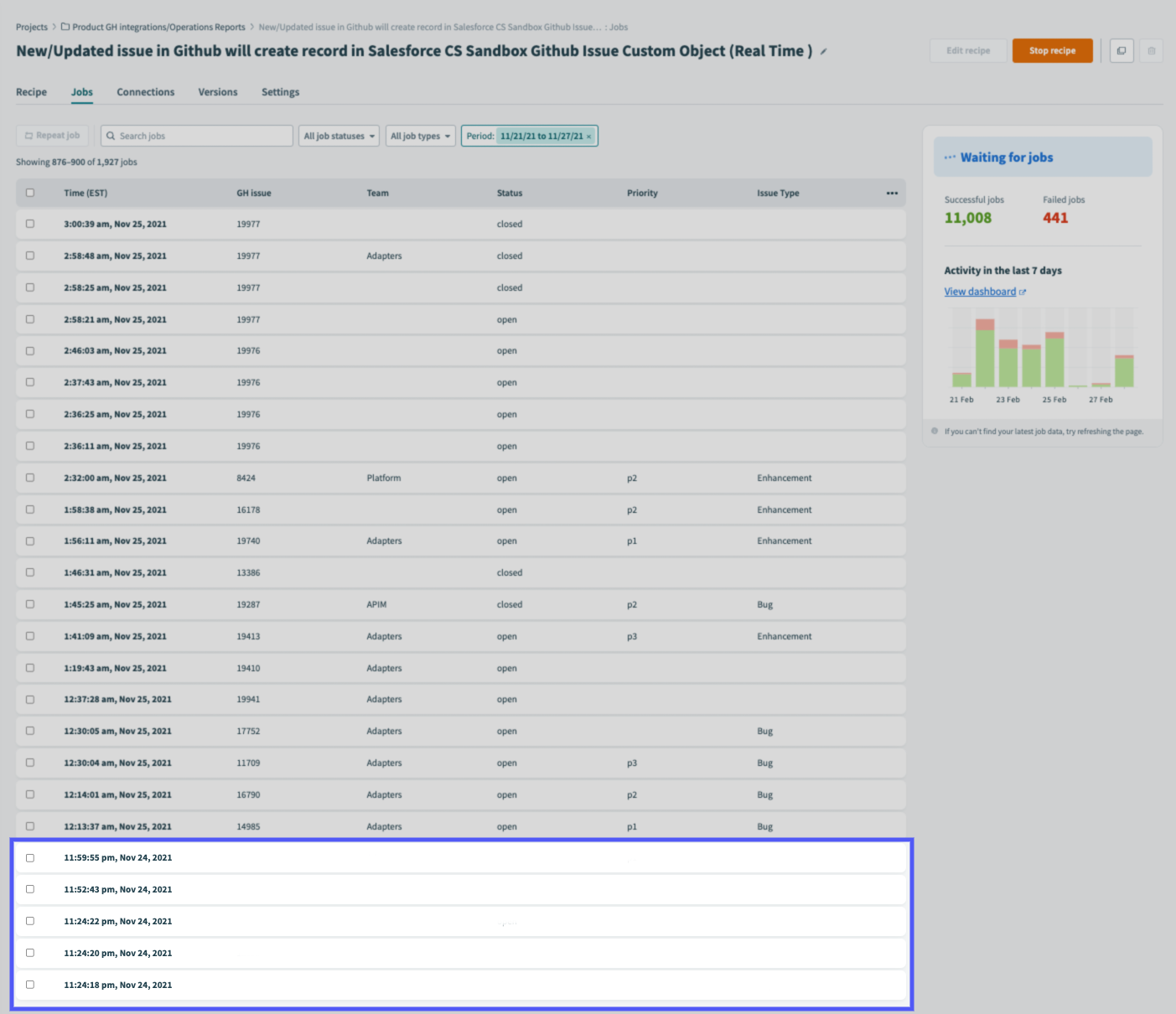 Custom job report deleted