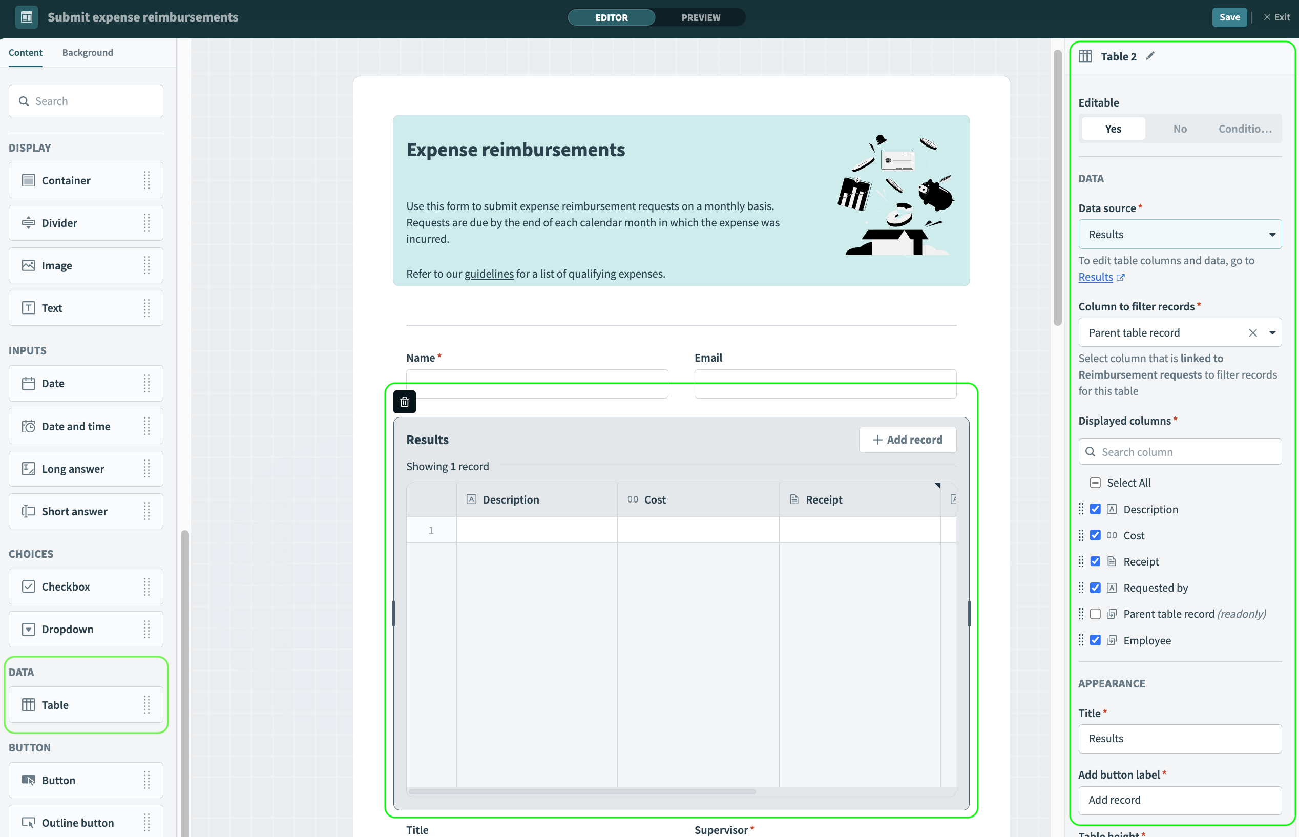 Data components