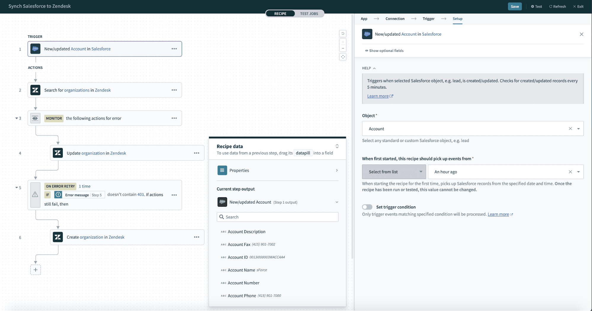 Datatree within a recipe step