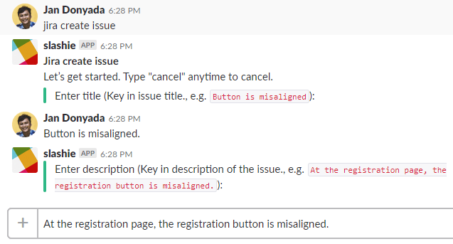 Dialog for missing command input fields