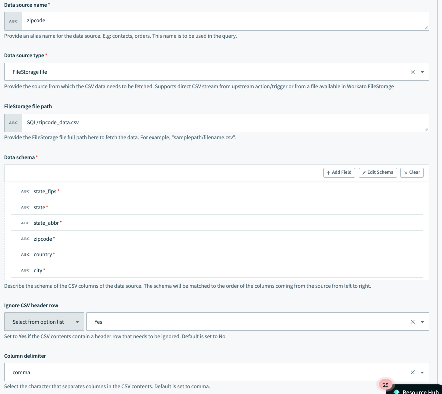 Example data source setup 2