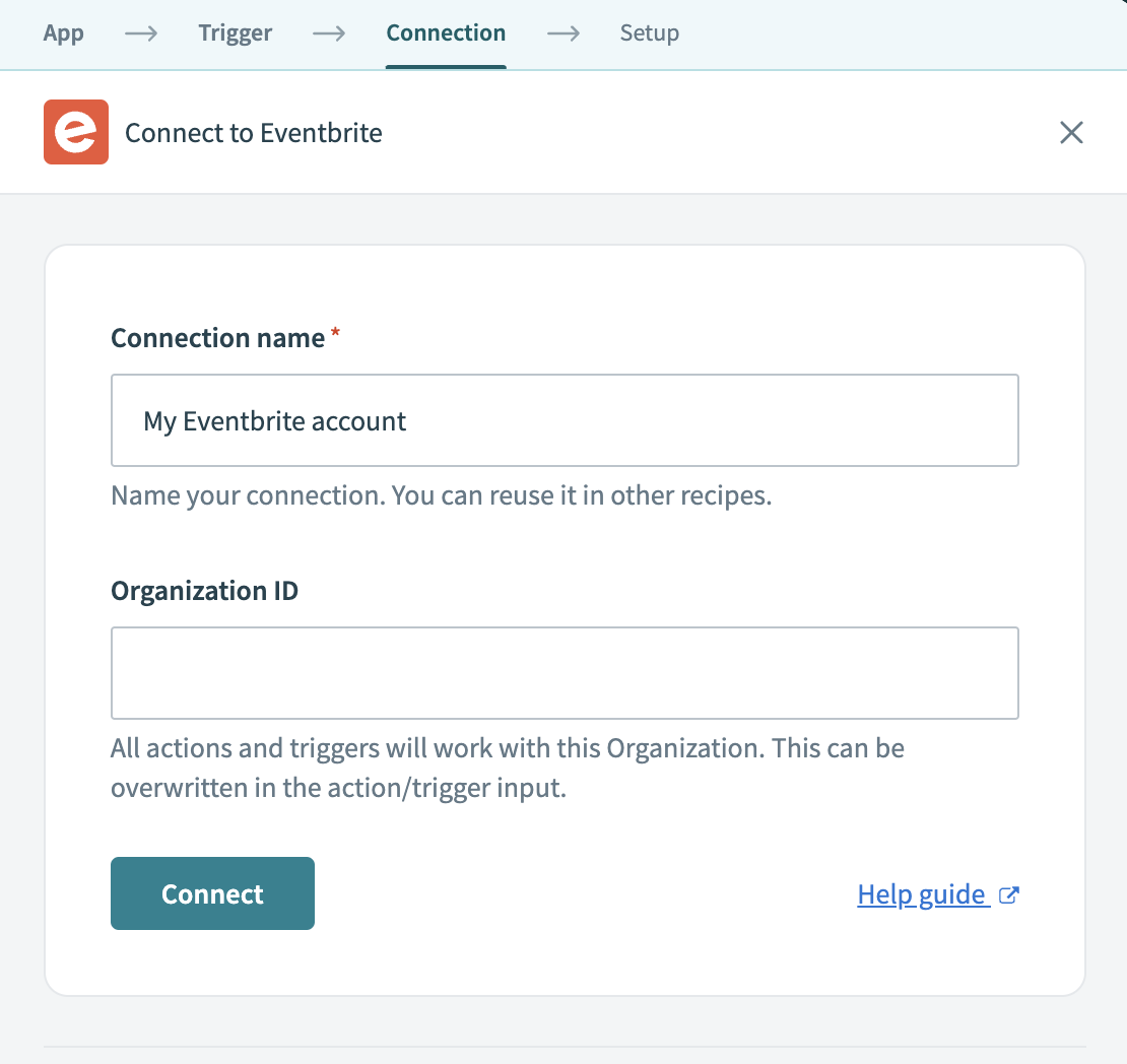 Eventbrite connection