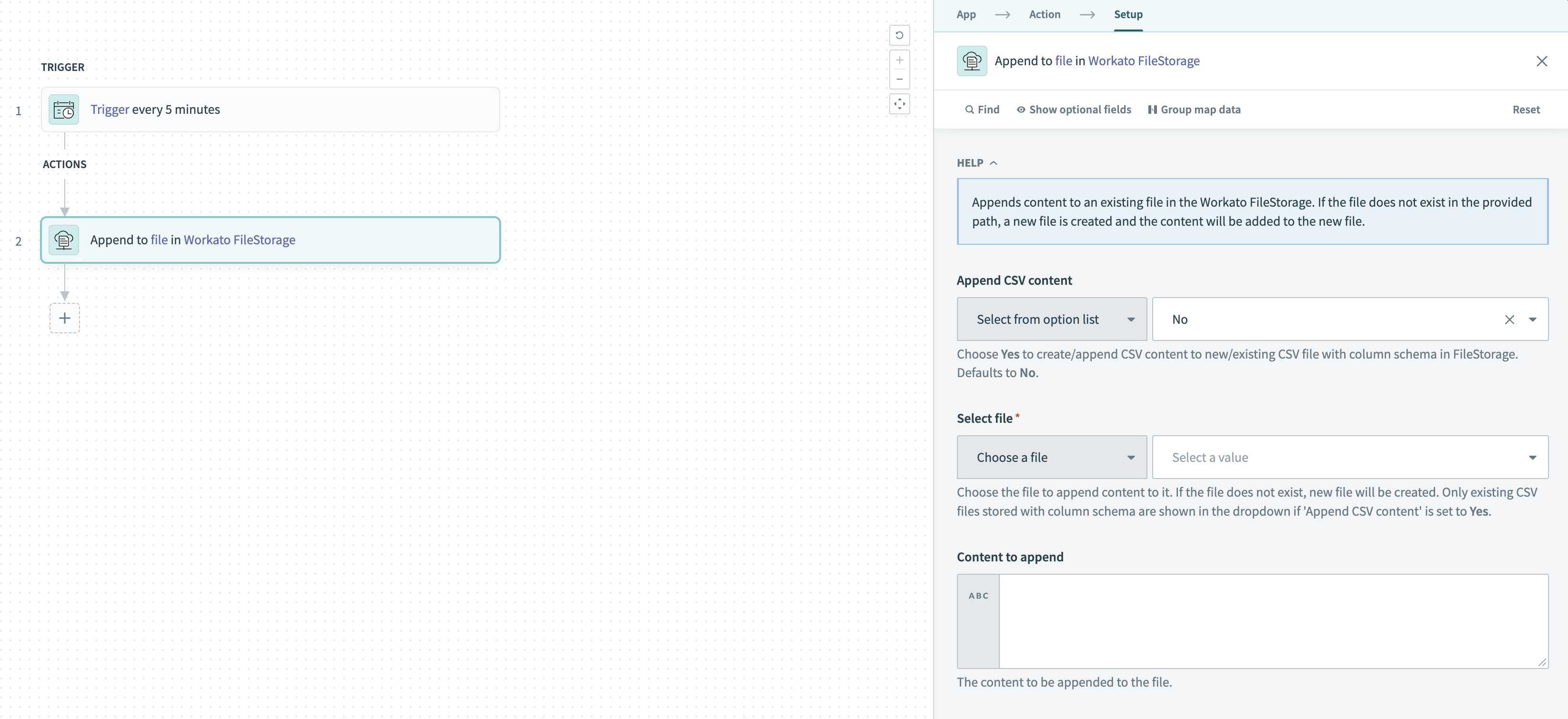 Append to file in FileStorage action