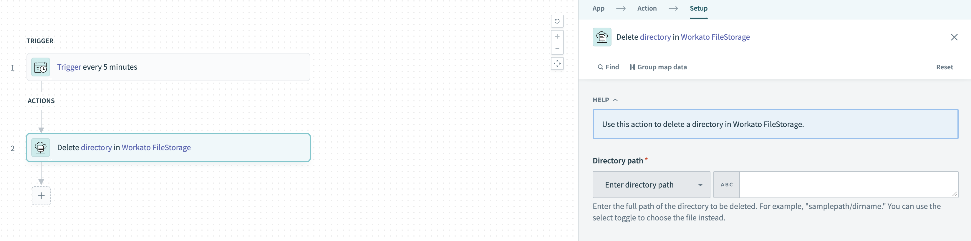 Delete directory in FileStorage action