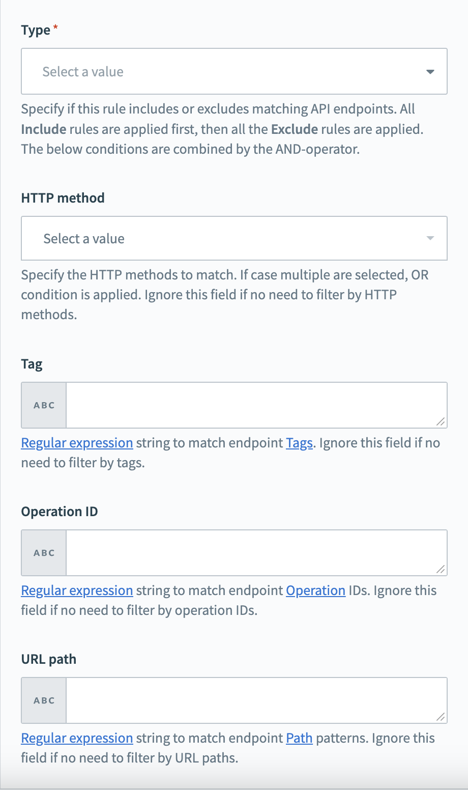 Filter endpoint field