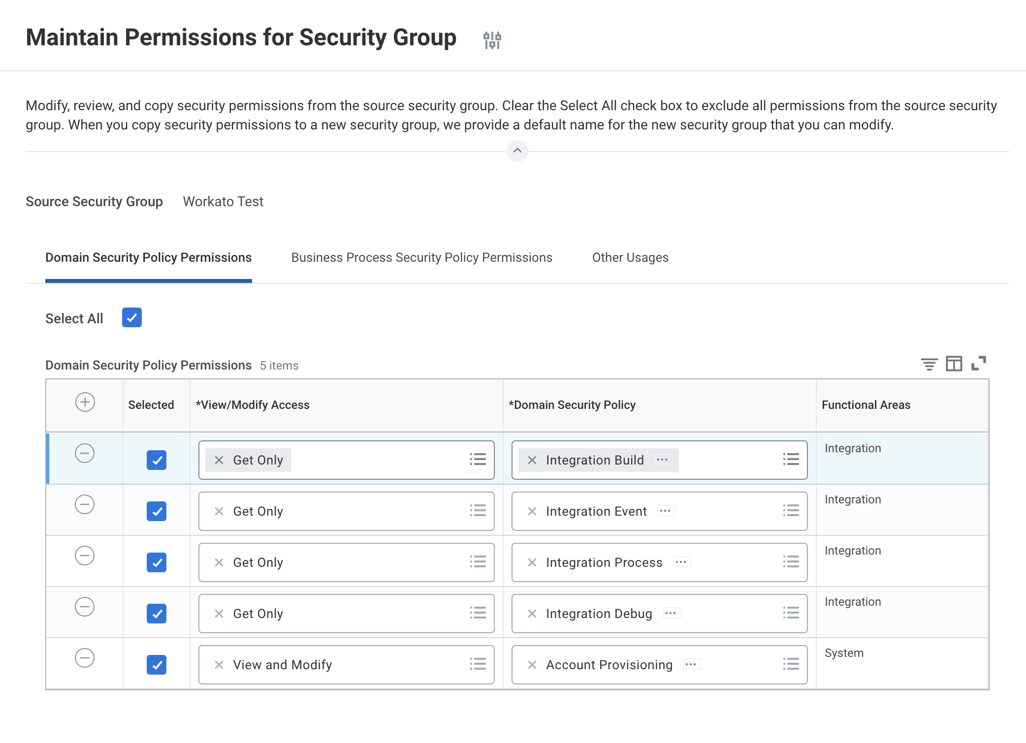 Assign perissions for each domain