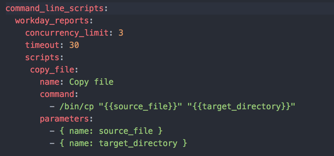 Parameters specified in yml