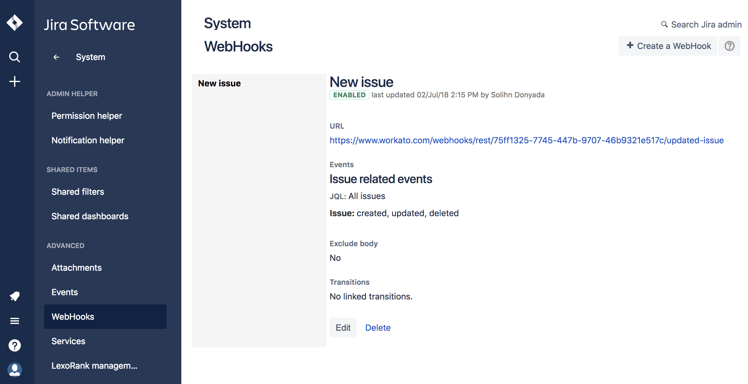 Jira Webhook