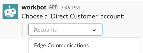 Menu option Slack