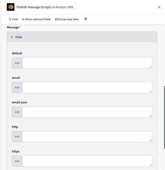 Message schema input field