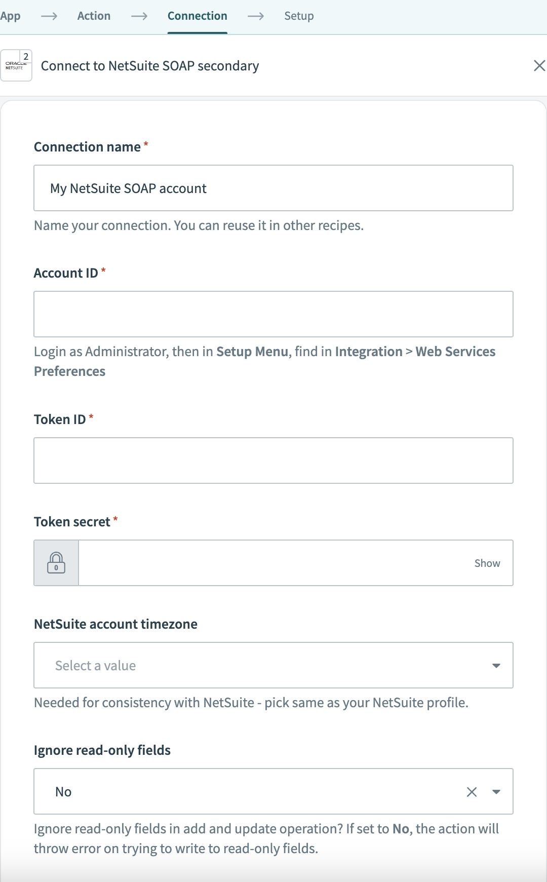 NetSuite Connection setup