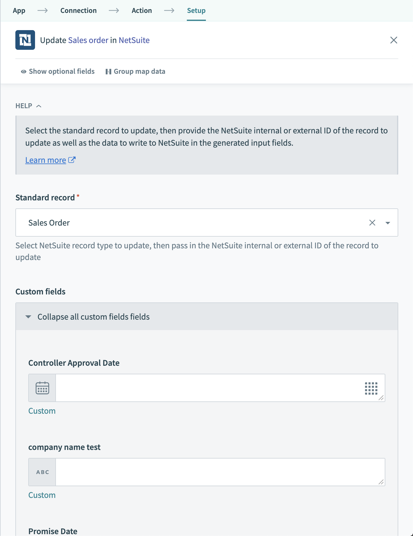 NetSuite custom fields