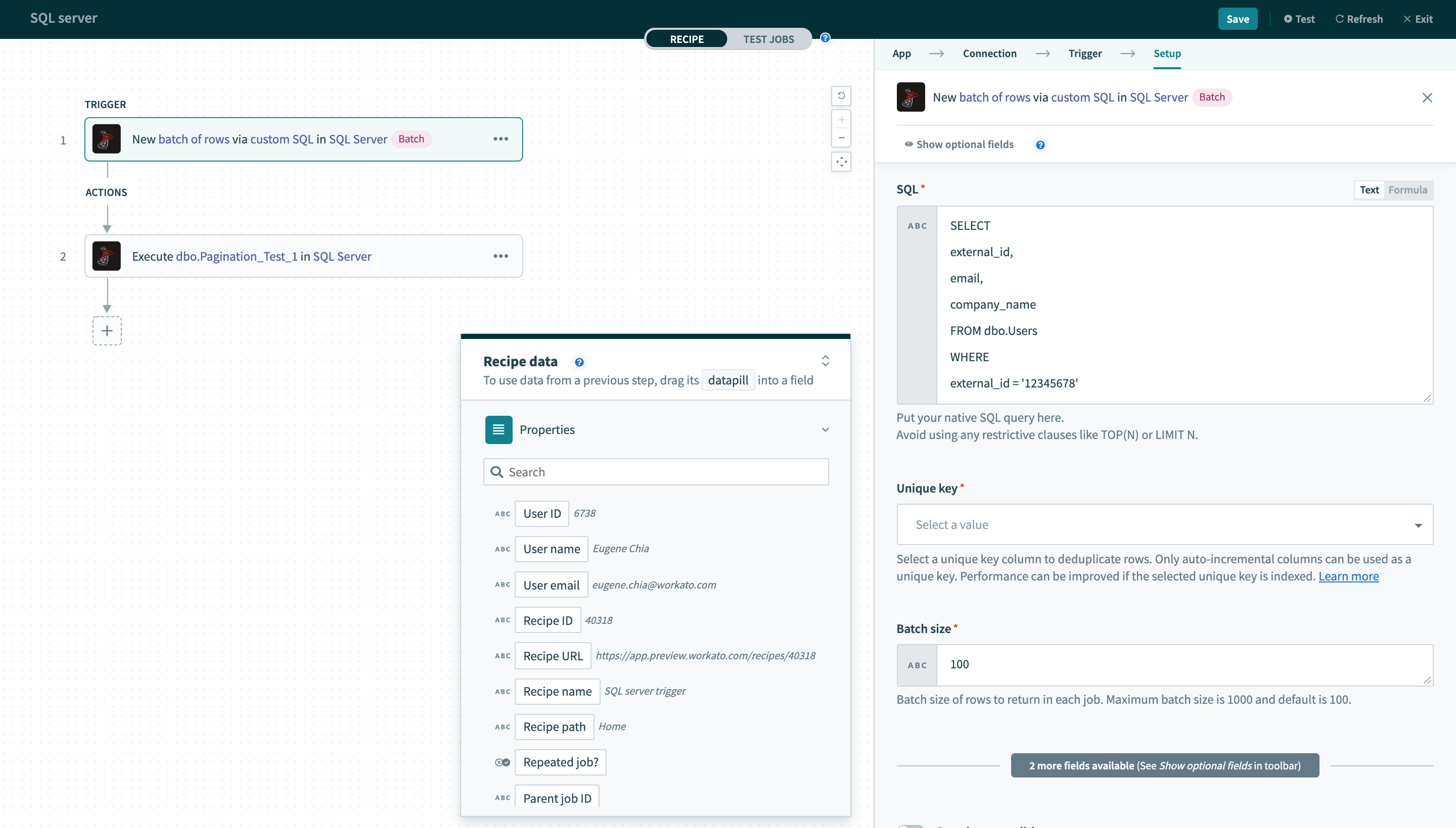 New batch of rows via custom SQL trigger