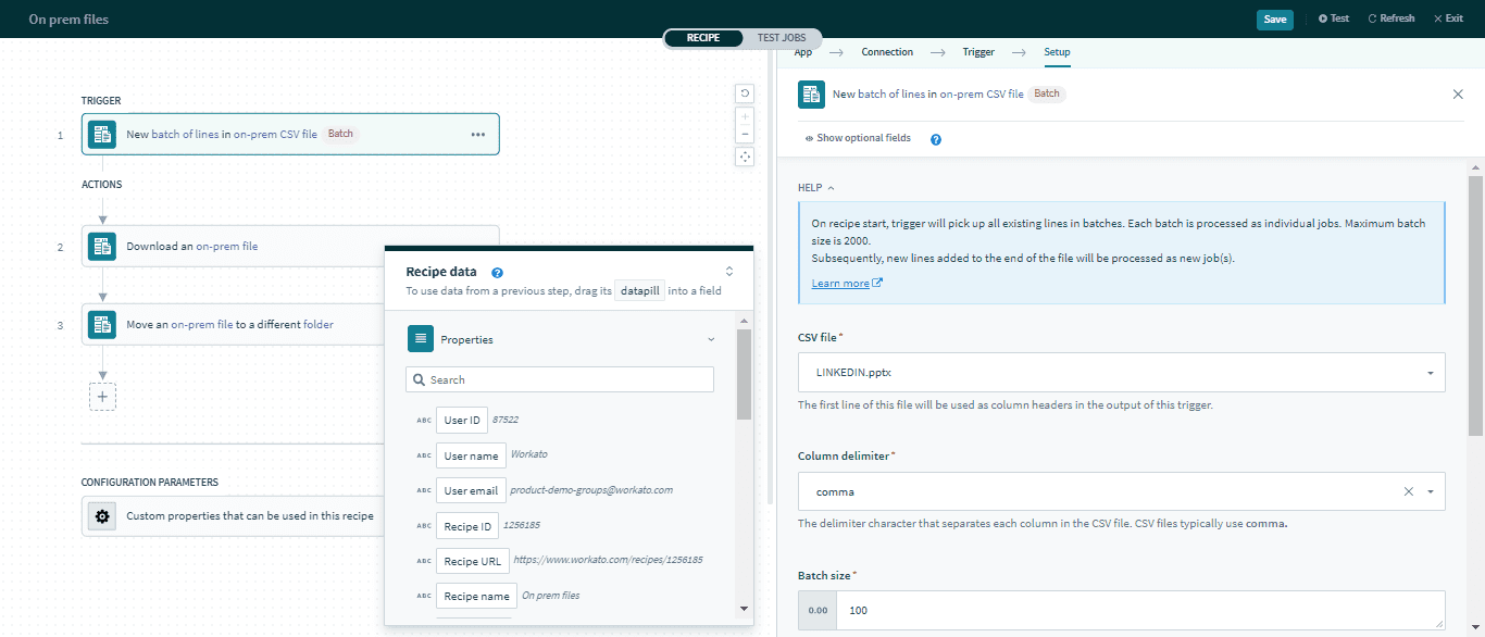 New lines in CSV file trigger