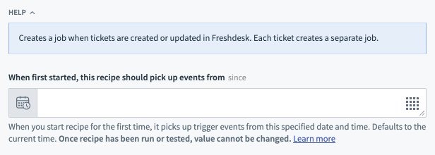 New/updated ticket input fields