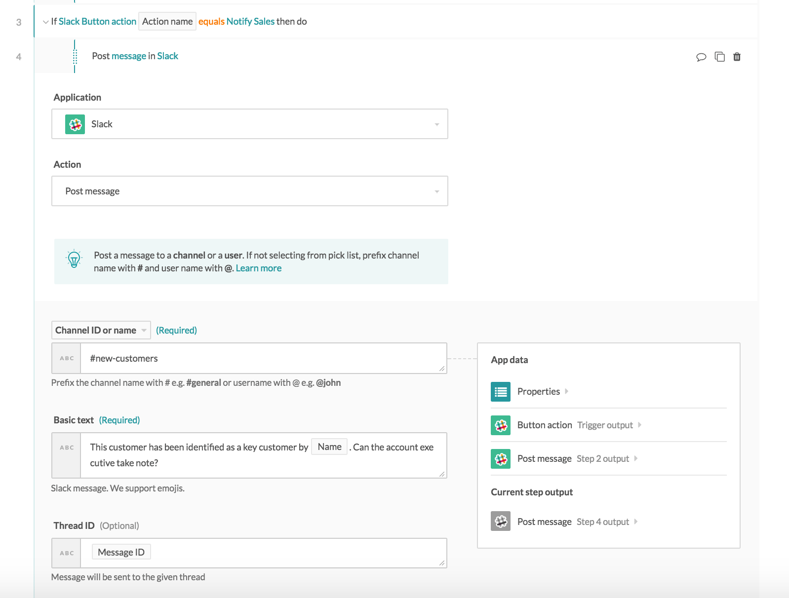 Notify sales thread configuration