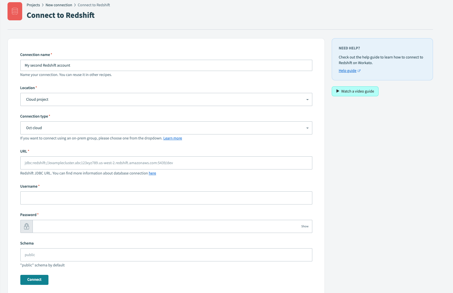 Database connection using cloud profiles