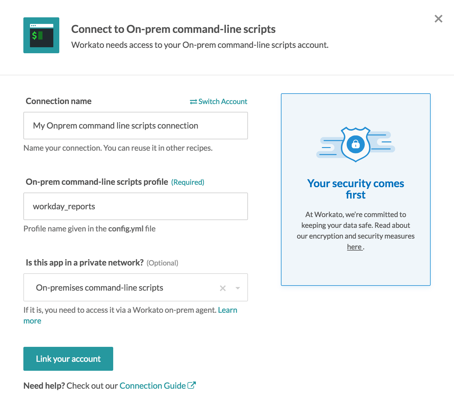 On-prem files connection setup