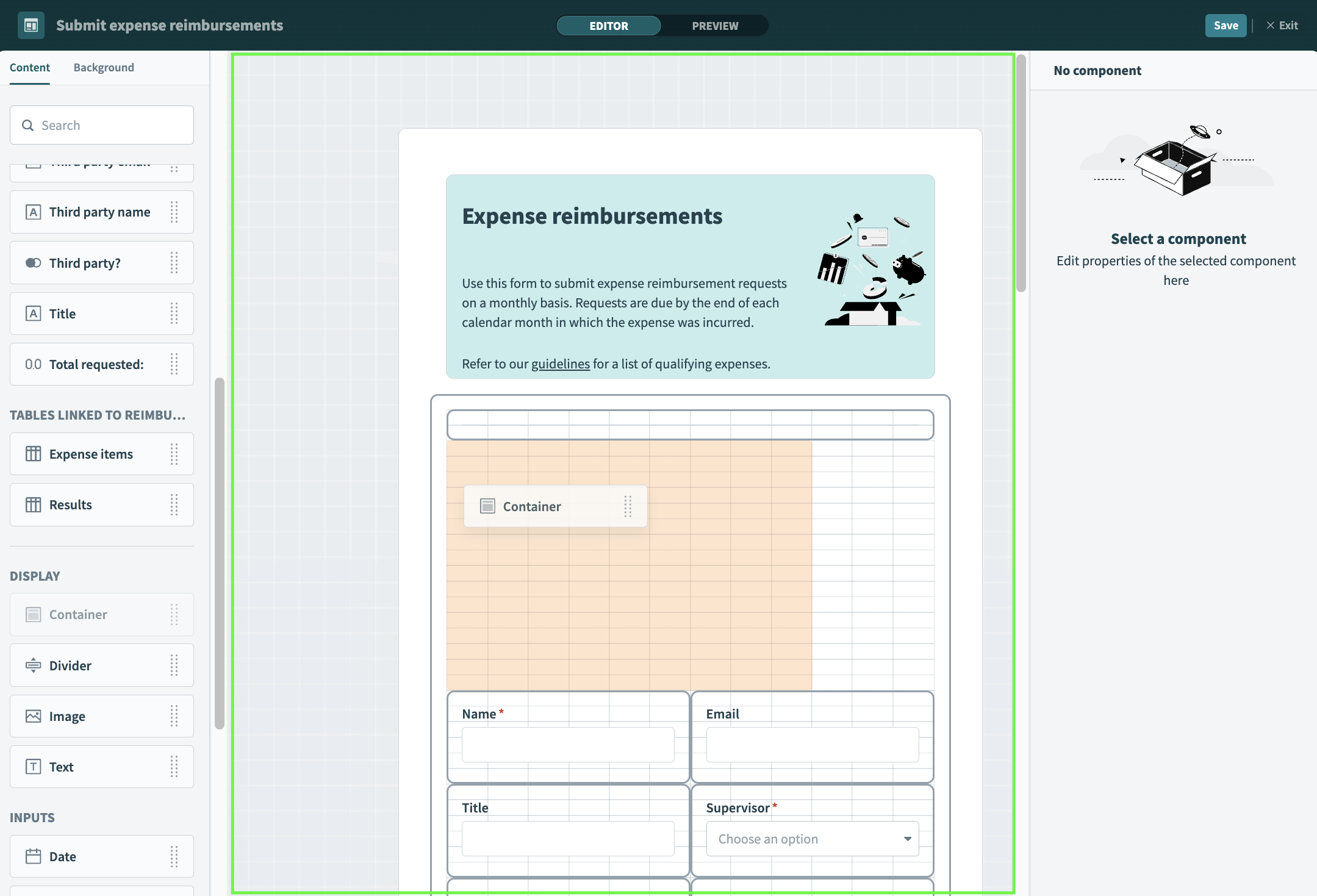 Edit components