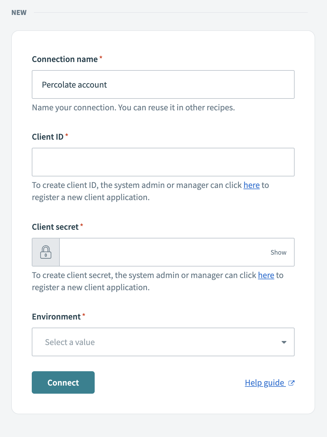 Percolate connection setup