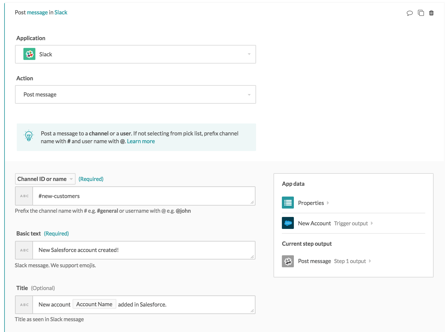 Post message basic configuration 1