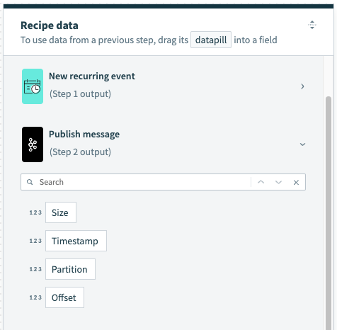 Publish message output fields