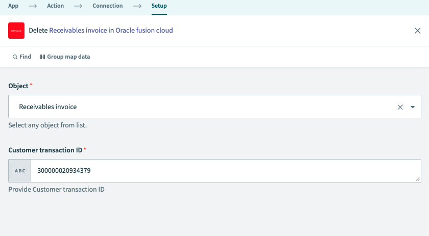 Receivables invoice object delete