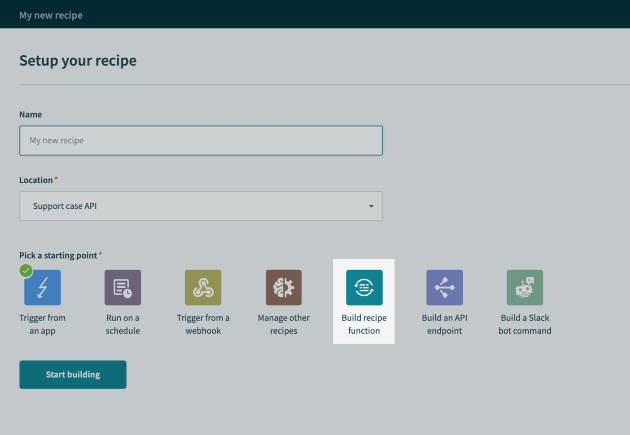 New Build a recipe function recipe starting point