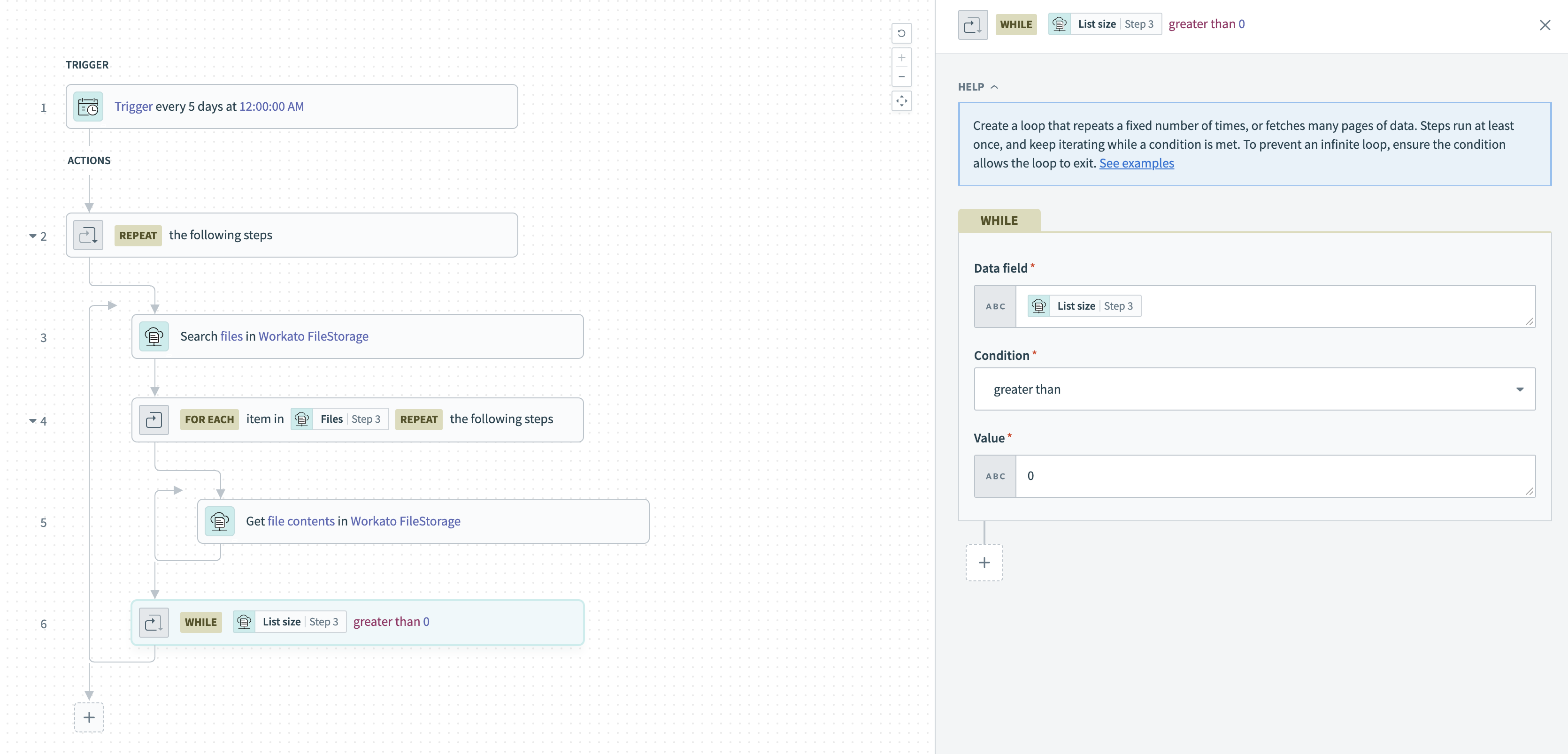 Repeat while example using pagination through offset