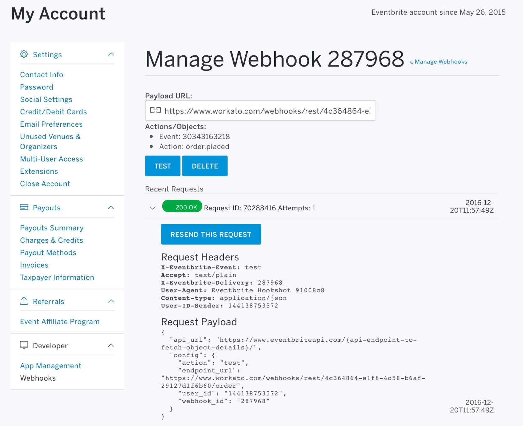 Manage Webhook